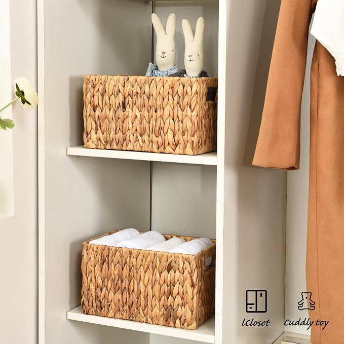 ELONG HOME Water Hyacinth Rectangular Wicker Baskets, Woven Storage Baskets - Image 8