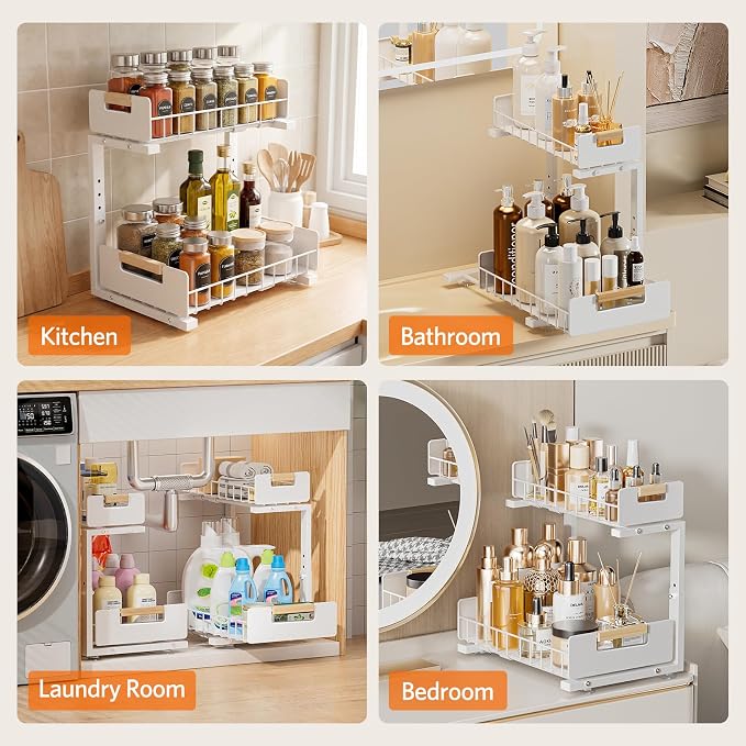 Delamu Under Sink Organizer 2 Pack, Pull Out Cabinet Organizer - Image 9