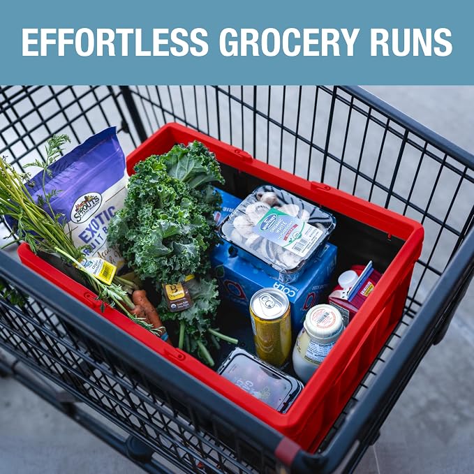 CleverMade Collapsible Shopping Basket, Recycled Plastic, while top and side - Image 7