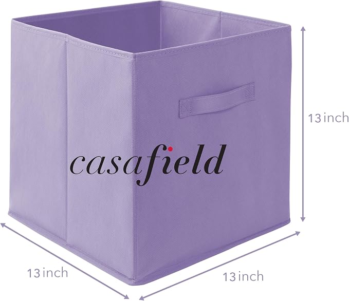 Casafield Set of 6 Collapsible Fabric Cube Storage Bins, Lavender - Image 7