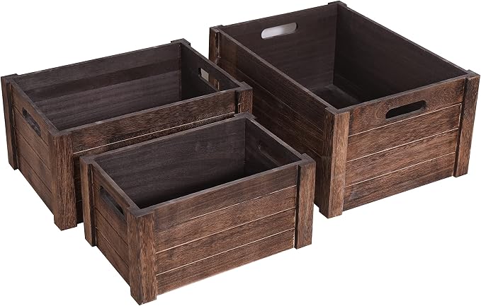 Farmhouse Antique Black Wooden Crate - Image 8