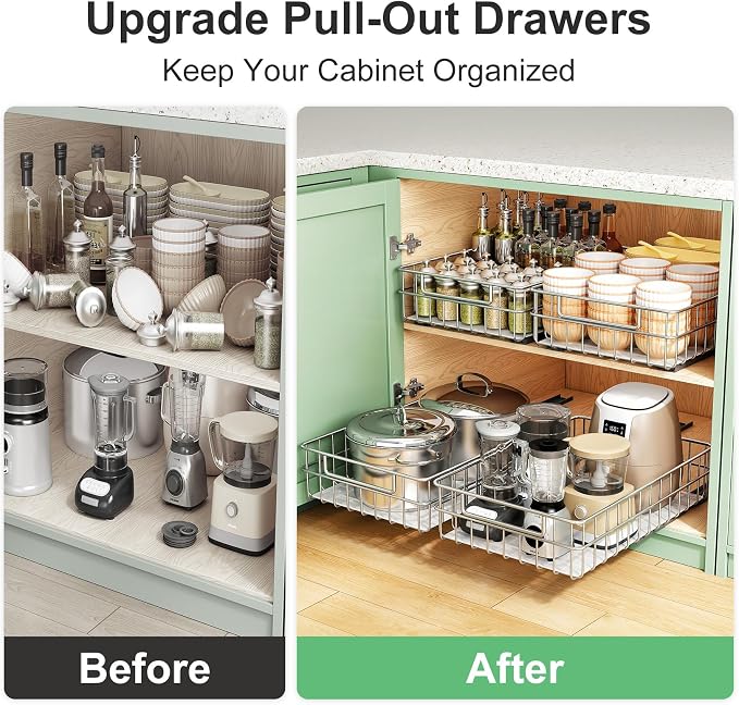 Stainless Steel Pull Out Cabinet Organizer-1 Pack, Minimalist Design Frame - Image 9