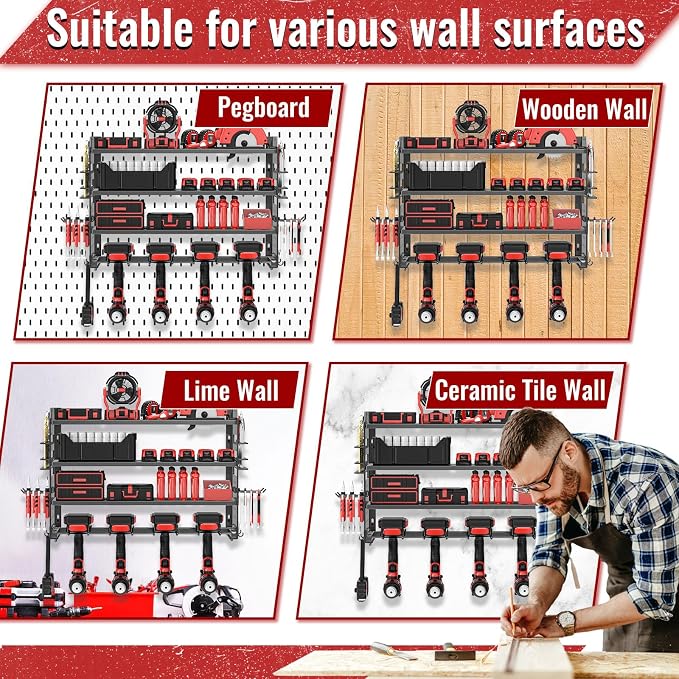 Power Tool Organizer Wall Mount, Metal Power Tool Storage Rack - Image 7