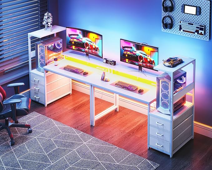 AODK 52 Inch Gaming Desk with USB Charging Ports & LED Light- Reversible - Image 8