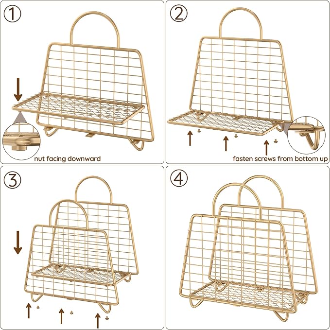 Gold Magazine Holder, Modern Magazine Rack Floor, Metal Wire Magazine Basket - Image 9