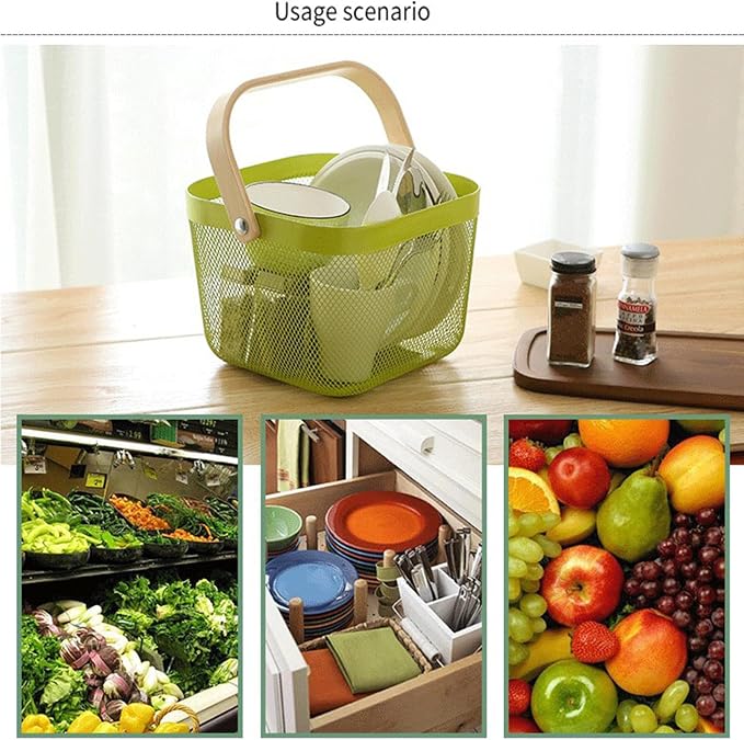 AJIODA Metal Mesh Steel Basket, Storage Organizer Basket Multi-functional - Image 7