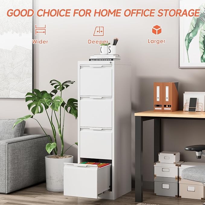 4 Drawer File Cabinet with Lock, 17.8" Deep Metal Filing Cabinet, Vertical File - Image 8