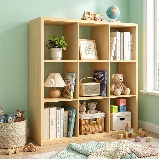 CTESNE【Wooden Thick Frame 9 Cube Storage Organizer Shelf - Image 9