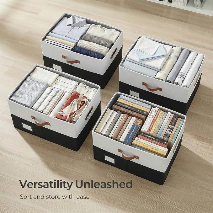 PRANDOM Storage Bins with Lids Linen Fabric Foldable Storage Boxes Organizer - Image 8
