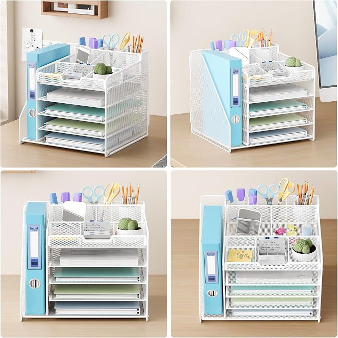 Lavatino Desk Organizer with File Holder-White - Image 7