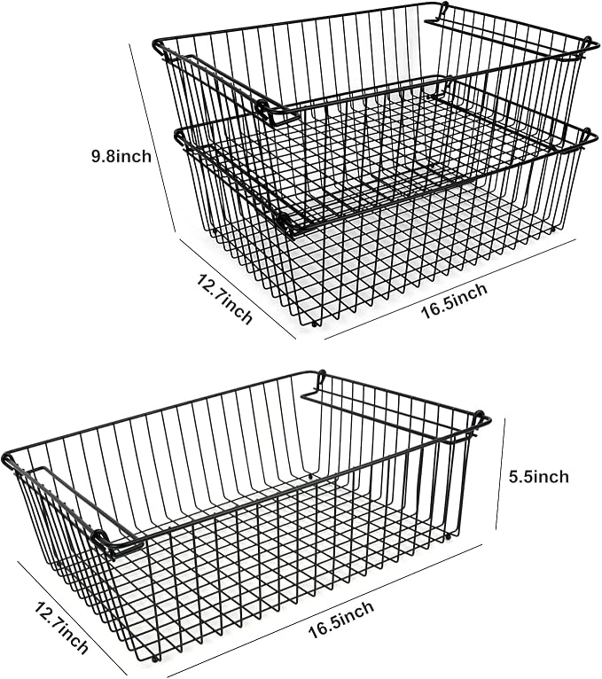 Set of 2 Stackable XXL Wire Baskets - Image 5