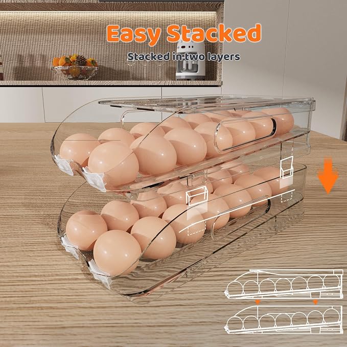 Egg Holder for Fridge, Automatic Steady Rolling Egg Dispenser - Image 6