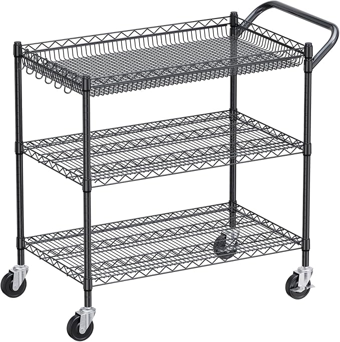 WDT 1350Lbs Capacity Heavy Duty Rolling Utility Cart, Large 3 Tier Rolling Carts - Image 9