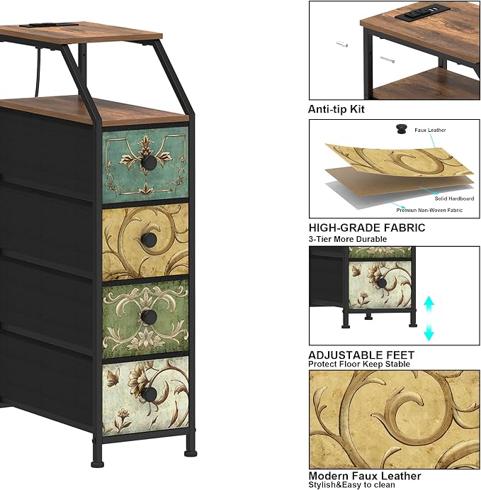 Tohomeor Narrow Dresser Tall Skinny Storage Tower Vertical Slim Chest of Drawers - Image 7