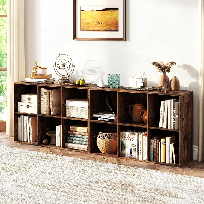 Giantex 6-Cube Bookcase, 3-Tier Cubby Bookshelf, Horizontal Vertical Display - Image 9