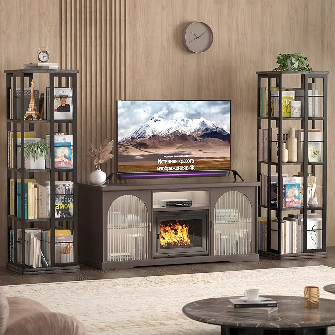Aheaplus Rotating Bookshelf, 4-Tier Corner Bookshelf, 360 Display Wood Spinning - Image 8