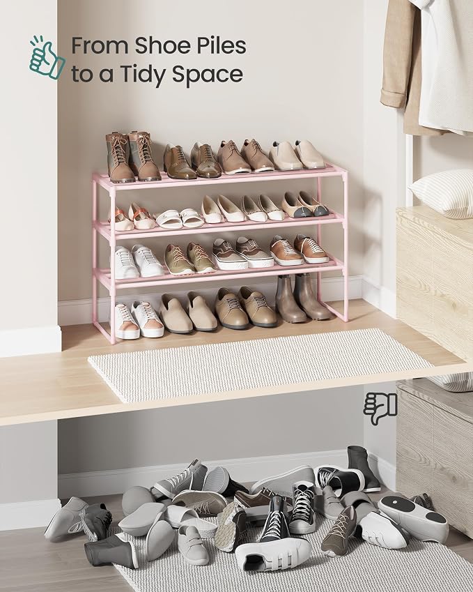 SONGMICS Shoe Rack, 3-Tier Shoe Organizer, Metal Storage Shelf, Upright or - Image 9