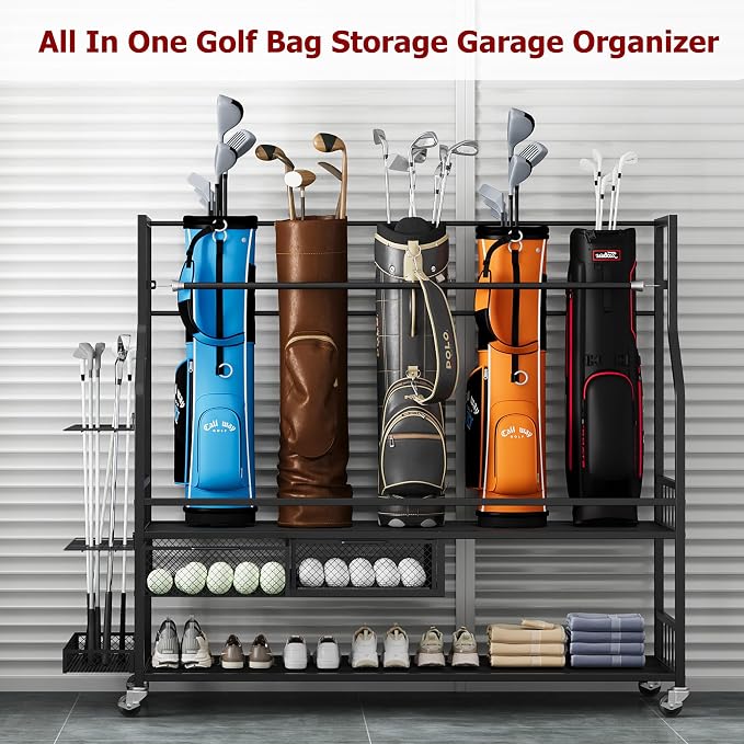 Garvee 4-5 Bags Stand Golf Organizer Rack - Image 7