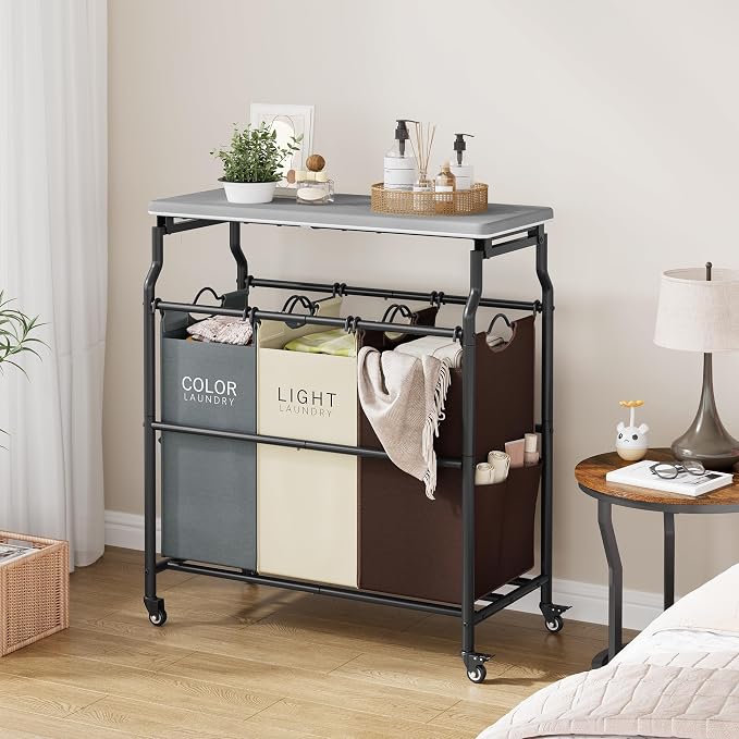 Hoctieon 3 Section Laundry Sorter Cart - Image 9