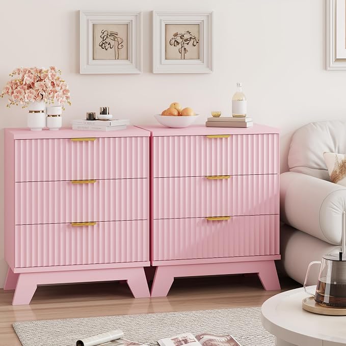 Fluted Nightstand, Mid Century Modern Wood Night Stand - Image 7