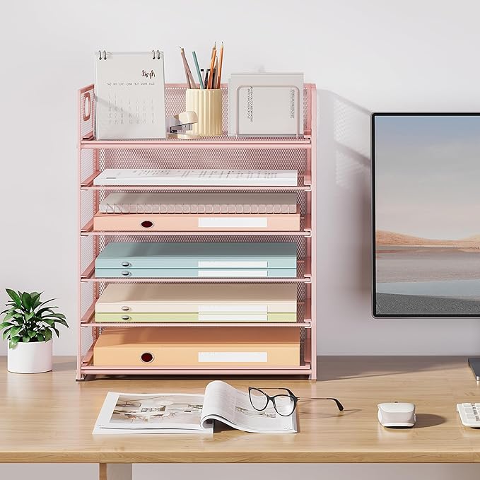 Subekyu 6-Tier Desk Paper Organizer, Desktop File Letter Tray - Image 7