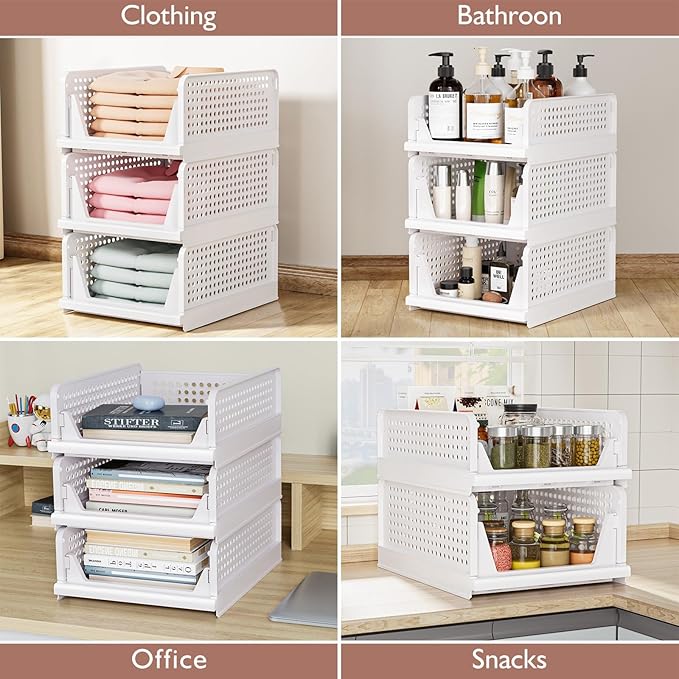 CTSNSLH 5 Pack Closet Organizers Stackable Storage Box | White Stackable - Image 5