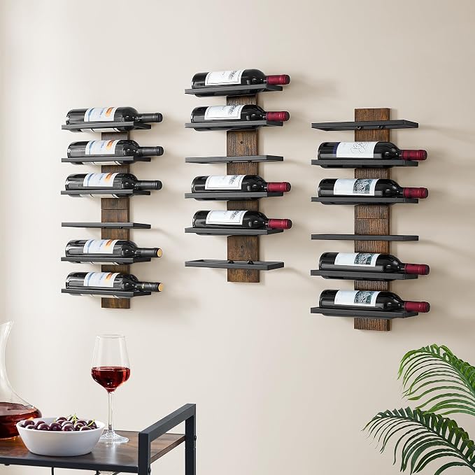 Hoctieon 3-Set 6 Tier Wall Mount Wine Rack, Wall Mounted Wine Bottle Racks - Image 9