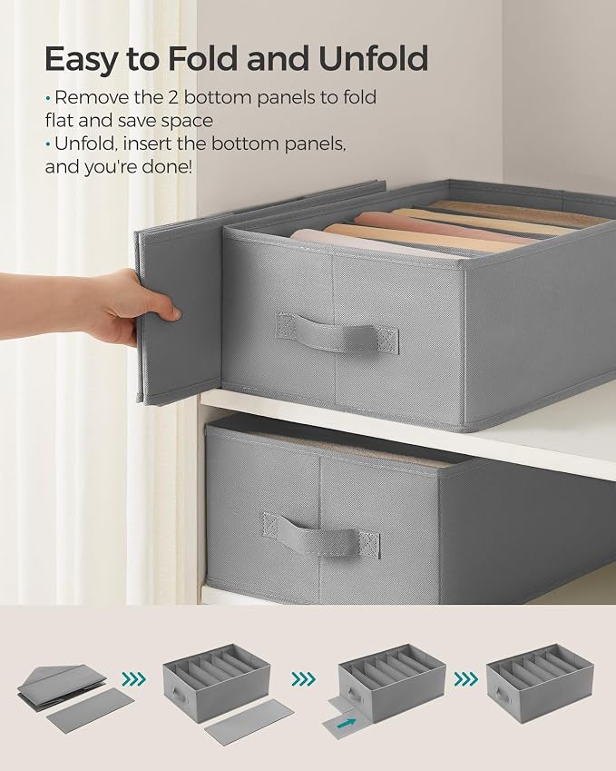 SONGMICS Set of 6 Large Size Wardrobe Clothes Organizers, Dove Gray | - Image 6