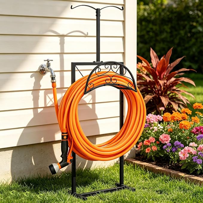 Hose Holder with Double-Ear Hooks and Free Gardening Gloves, Garden Hose Holder - Image 9