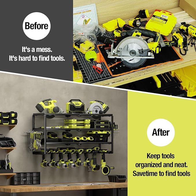 MOOMSINE 4 Layer Power Tool Organizer Wall Mount, Battery Tools Holder - Image 7