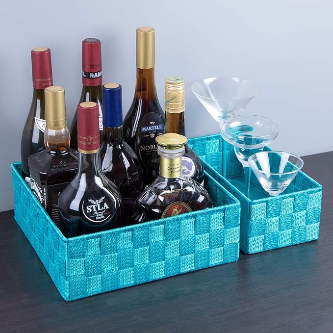 Posprica Woven Storage Baskets for Organizing, Small Black Baskets Cube Bin - Image 5