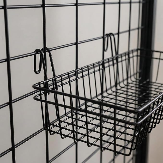 Grid Wall Baskets, 4 Pack Black Wire Mesh - Image 9