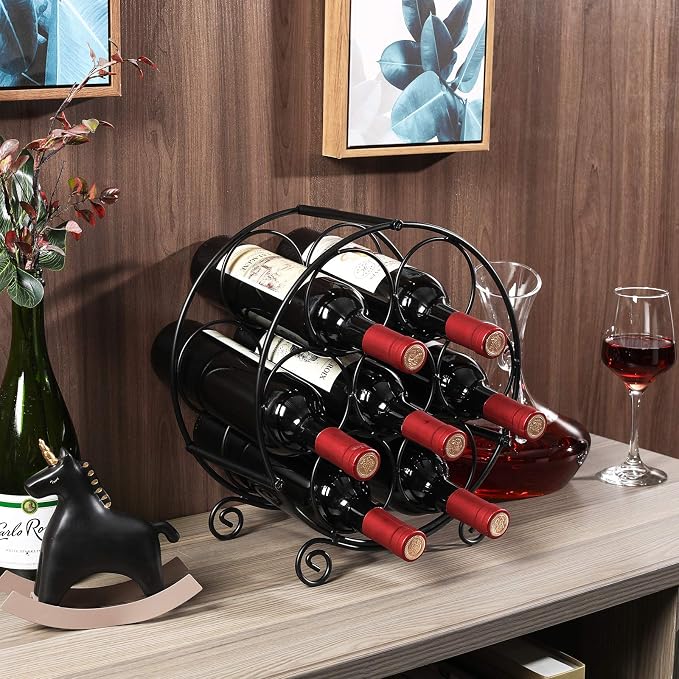 PAG 7 Bottles Freestanding Countertop Wine Rack, Metal Small Table Top Wine Rack - Image 6