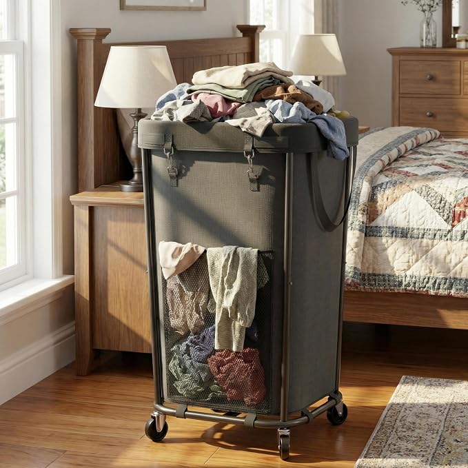 Laundry Basket with Wheels Rolling Laundry Basket, Removable Laundry Bag Design - Image 7