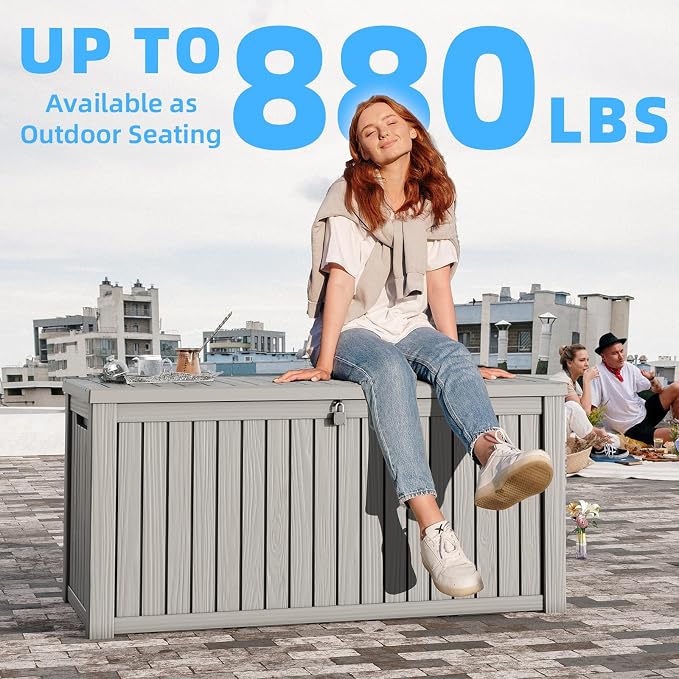 180 Gallon Deck Box, Resin Outdoor Storage Box - Image 6