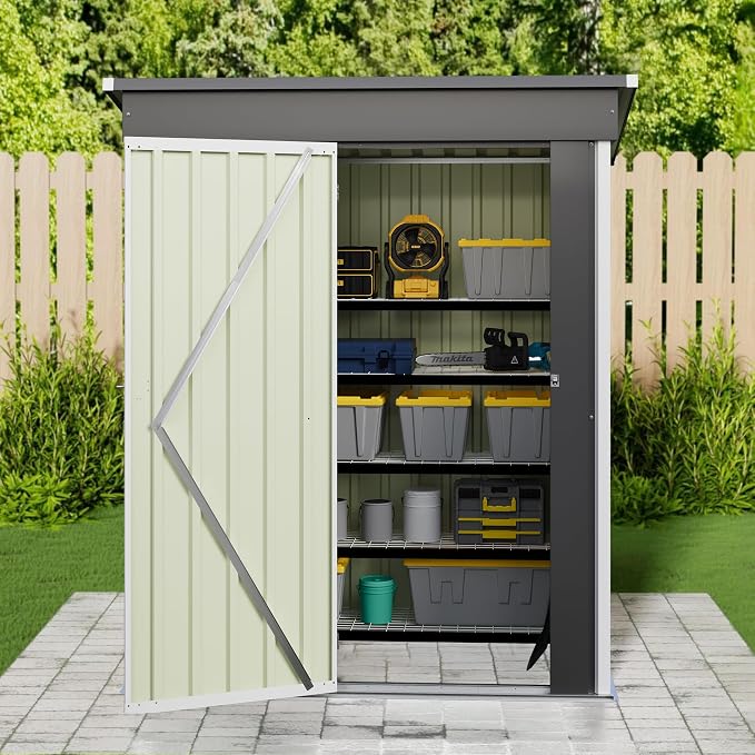 JUMMICO Metal Outdoor Storage Shed 5 x 3 FT Metal Shed - Image 8