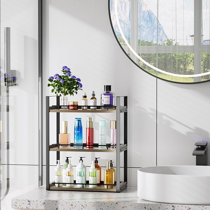 Bathroom Counter Organizer, 3 Tier Wood Countertop Shelf - Image 7
