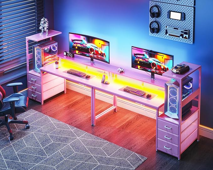AODK 59 Inch Gaming Desk with USB Charging Ports & LED Light- Reversible - Image 8