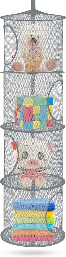 Hanging Stuffed Animal Storage Hammock Net 4 Tiers, Holds Plushies, Foldable - Image 7