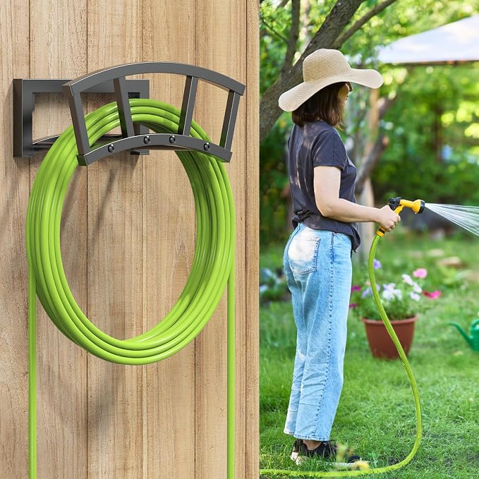 OLV Garden Hose Holder Wall Mounted, Outdoor Heavy Duty Metal Water Hose Holder - Image 8