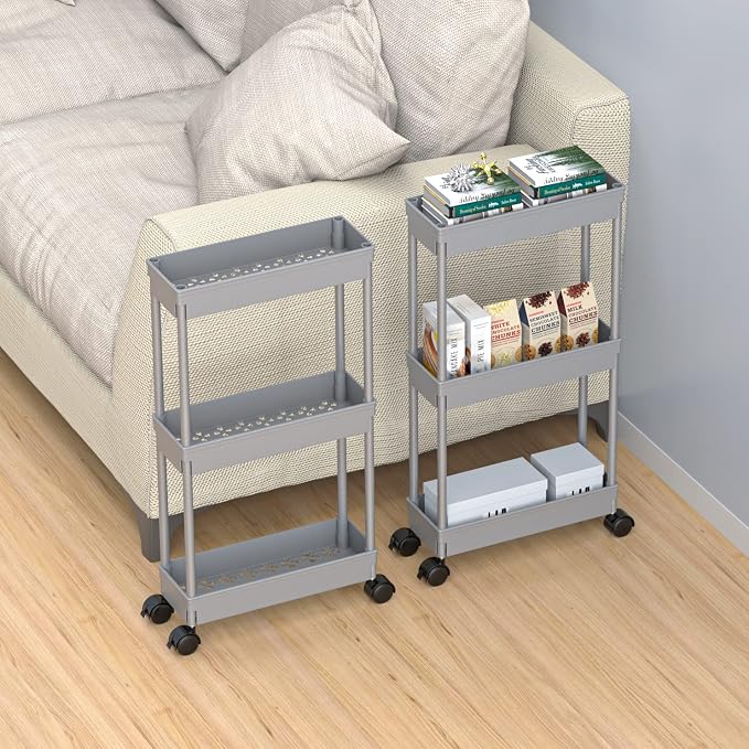 Sooyee Slim Storage Cart, 3 Tier Bathroom Rolling Utility Cart Storage - Image 6