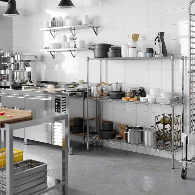 14" Deep x 54" Wide x 54" Height Wire Shelving Kit | 3-Tier | NSF Commercial - Image 7