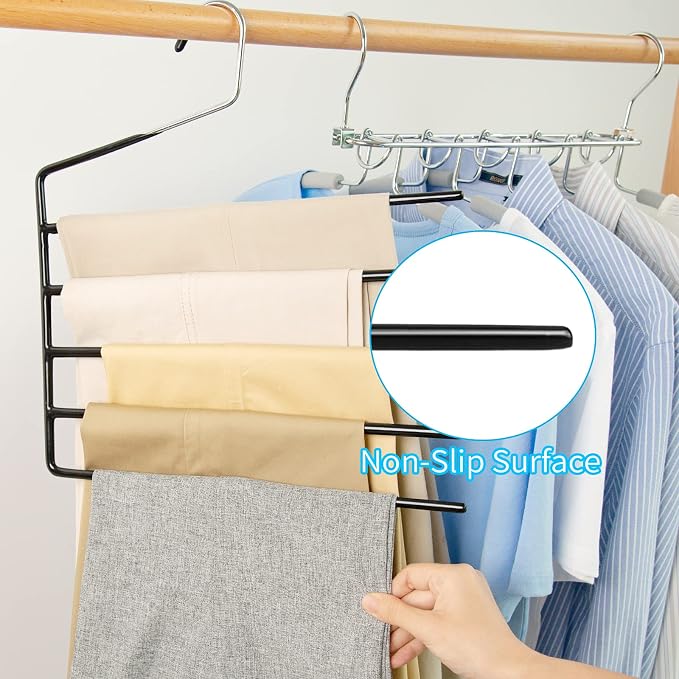 Nature Smile Pants Hangers 3pack, Heavy Duty Multi Layers Space Saving Slack - Image 7