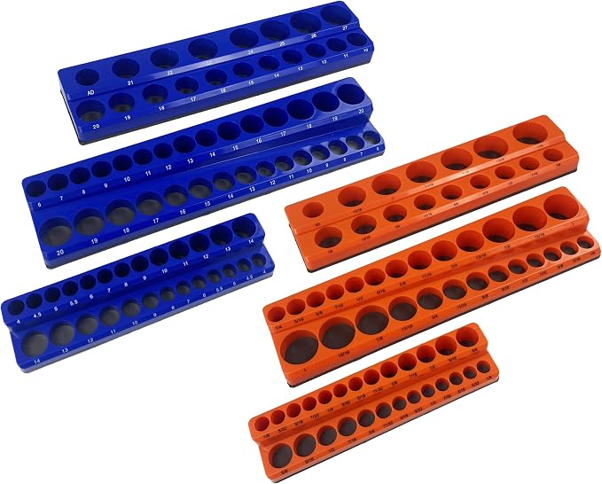 KJE Magnetic Socket Organizer Set 6 Piece, Magnetic Socket Holder Includes 1/4" - Image 6