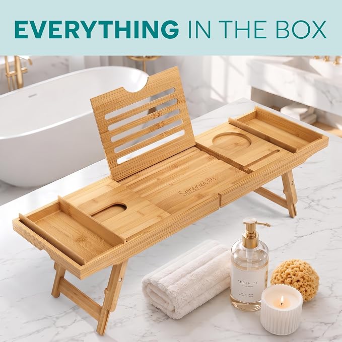 SereneLife Bath Caddy Breakfast Tray Combo - Image 8
