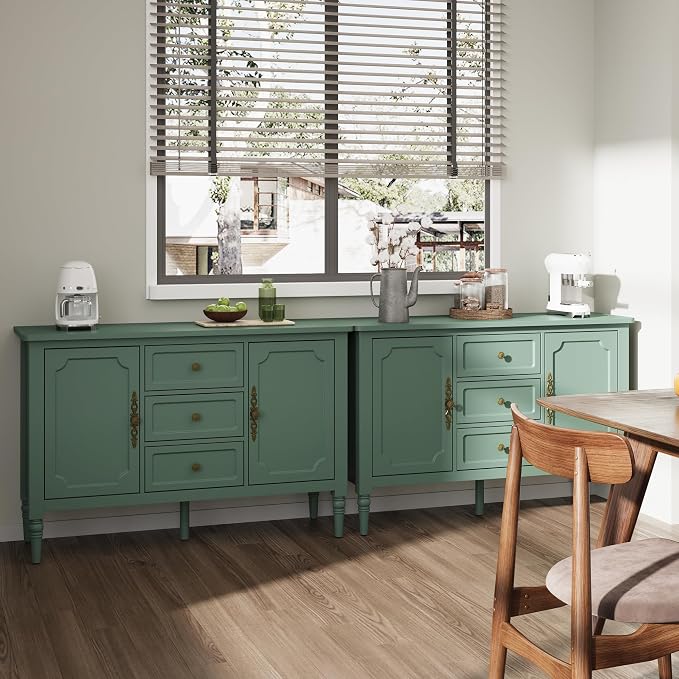 RoyalCraft Buffet Cabinet with Storage, Vintage Sideboard with 2 Doors & 3 - Image 9