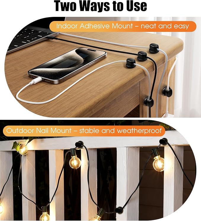 8 Pack Cord Organizer, Ω-Shaped Rotatable Cable Clips, Strong Adhesive Cable - Image 7