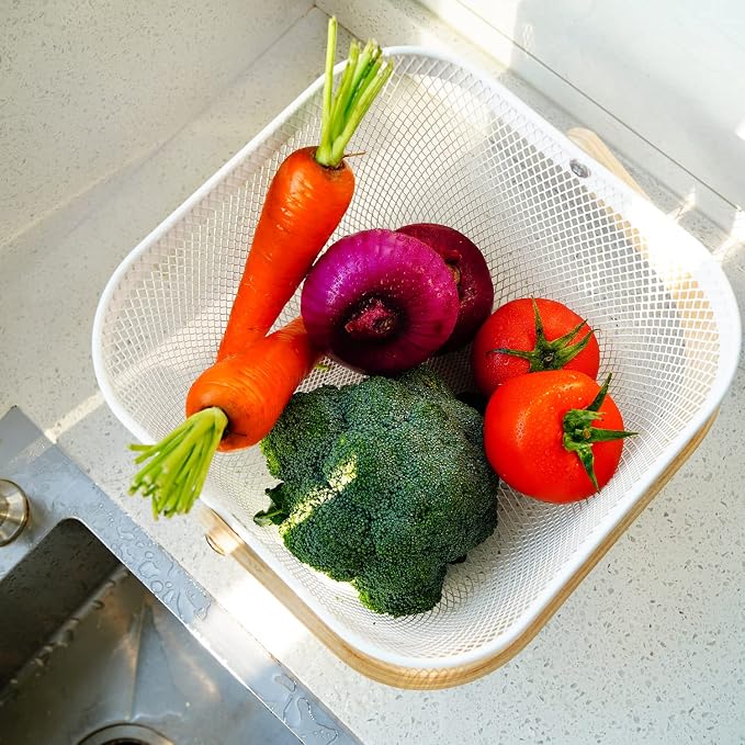 Metal Mesh Steel Harvest Basket, Square Wire Garden Basket - Image 8
