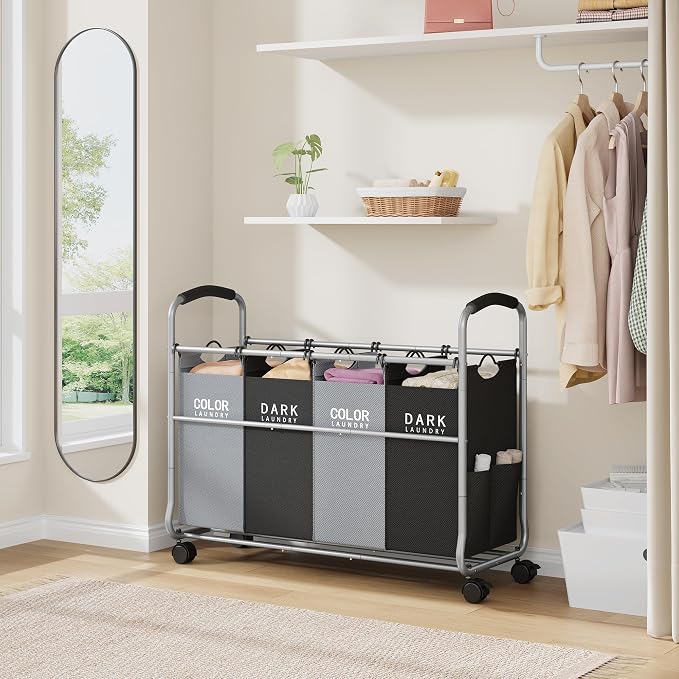Tajsoon Laundry Sorter 4 Sections, Laundry Separator Hamper - Image 8