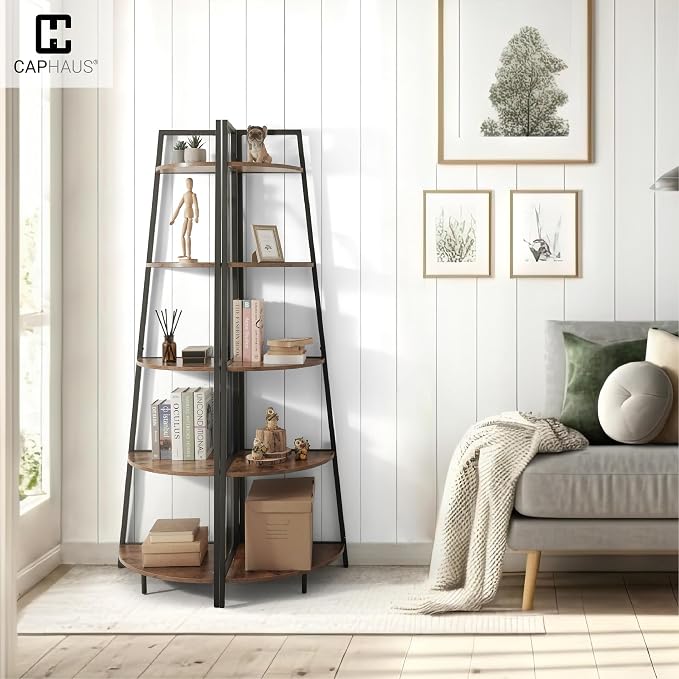 CAPHAUS 4-Tier Corner Shelf Stand, Tall Display Shelves, Ladder Corner Wood - Image 8